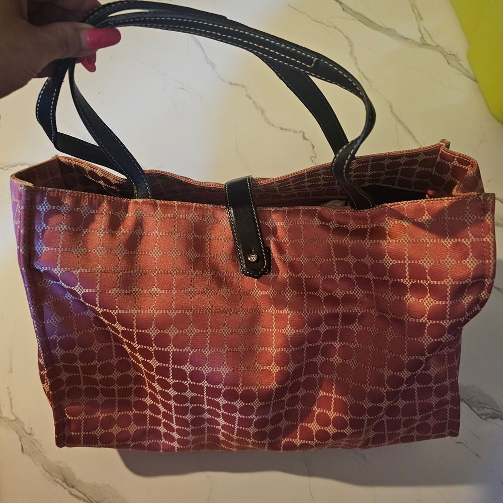 Vintage Kate Spade Pink and Black Logo Patterned Tote